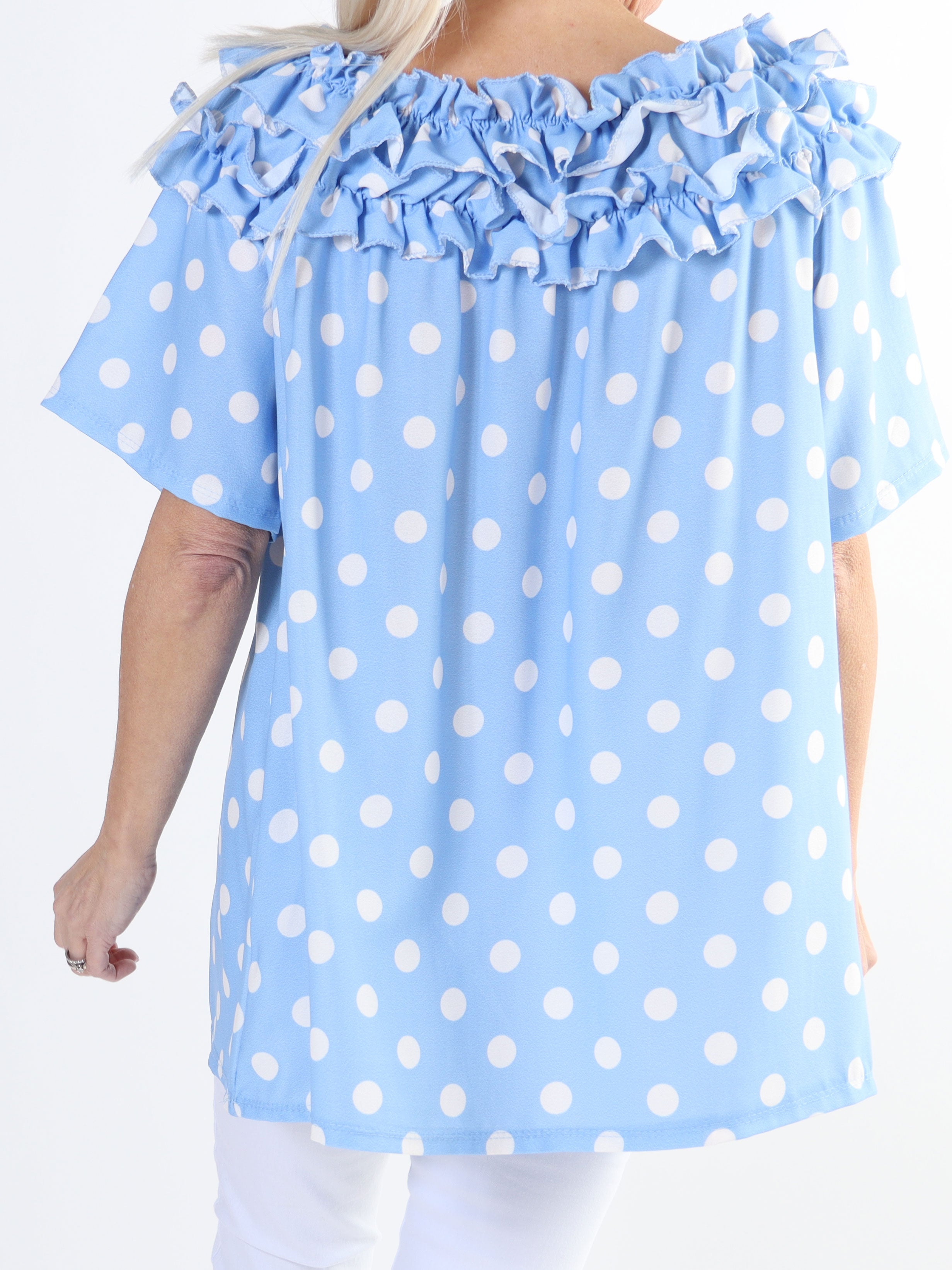 Chili Sleeveless Dot - Plus size tunika med prikker og flæser